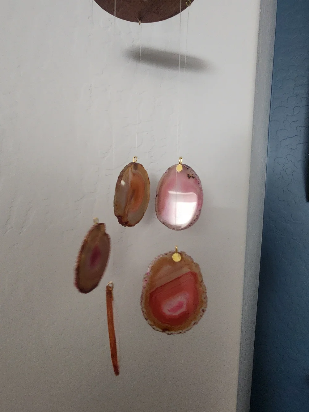 Handcrafted Pink Agate Hanging Wall Decor Mobile